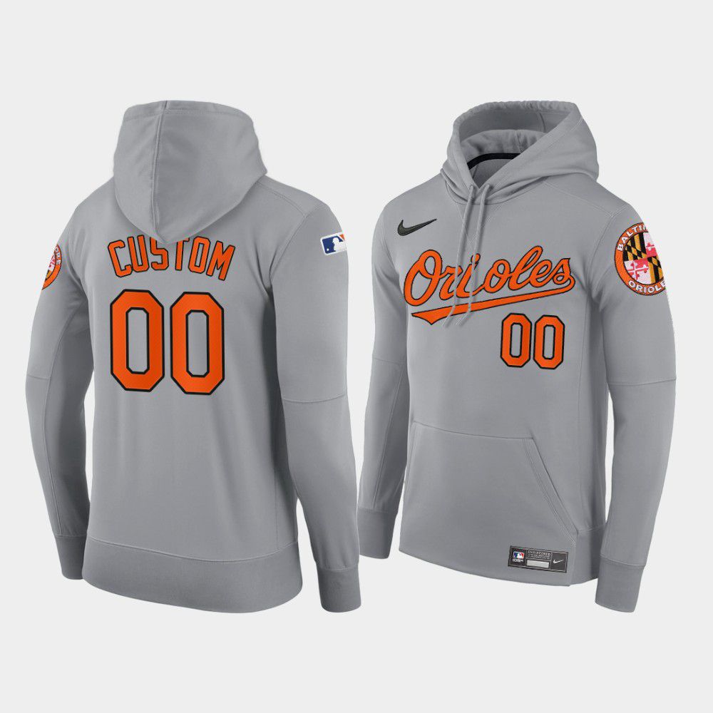 Men Baltimore Orioles #00 Custom gray road hoodie 2021 MLB Nike Jerseys